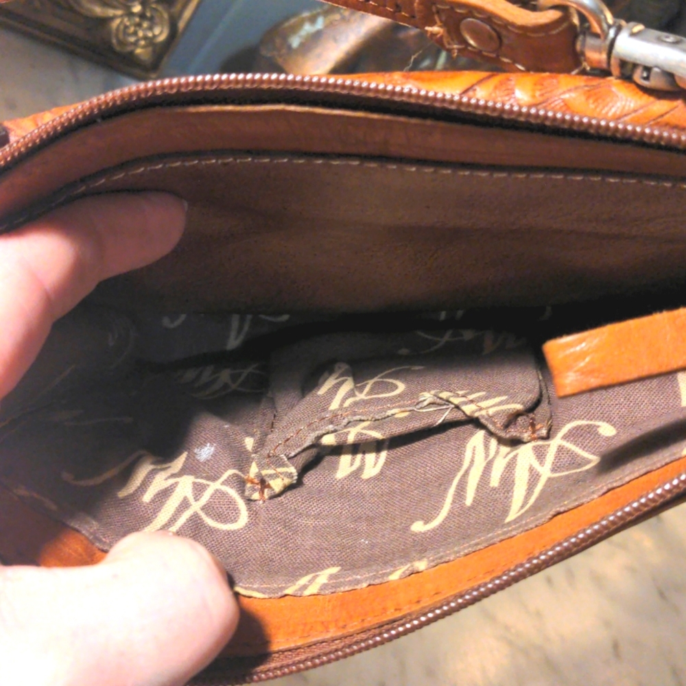 Western Style Crossbody Bag with Embossed Design and Long Strap - Picture 7 of 12